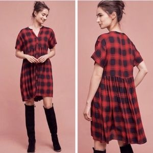 Anthropologie Tylho Mona Plaid Swing Dress XXSP